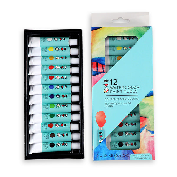 12 Watercolor Paint Tubes