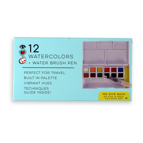 12 Watercolors + Water Brush Pen