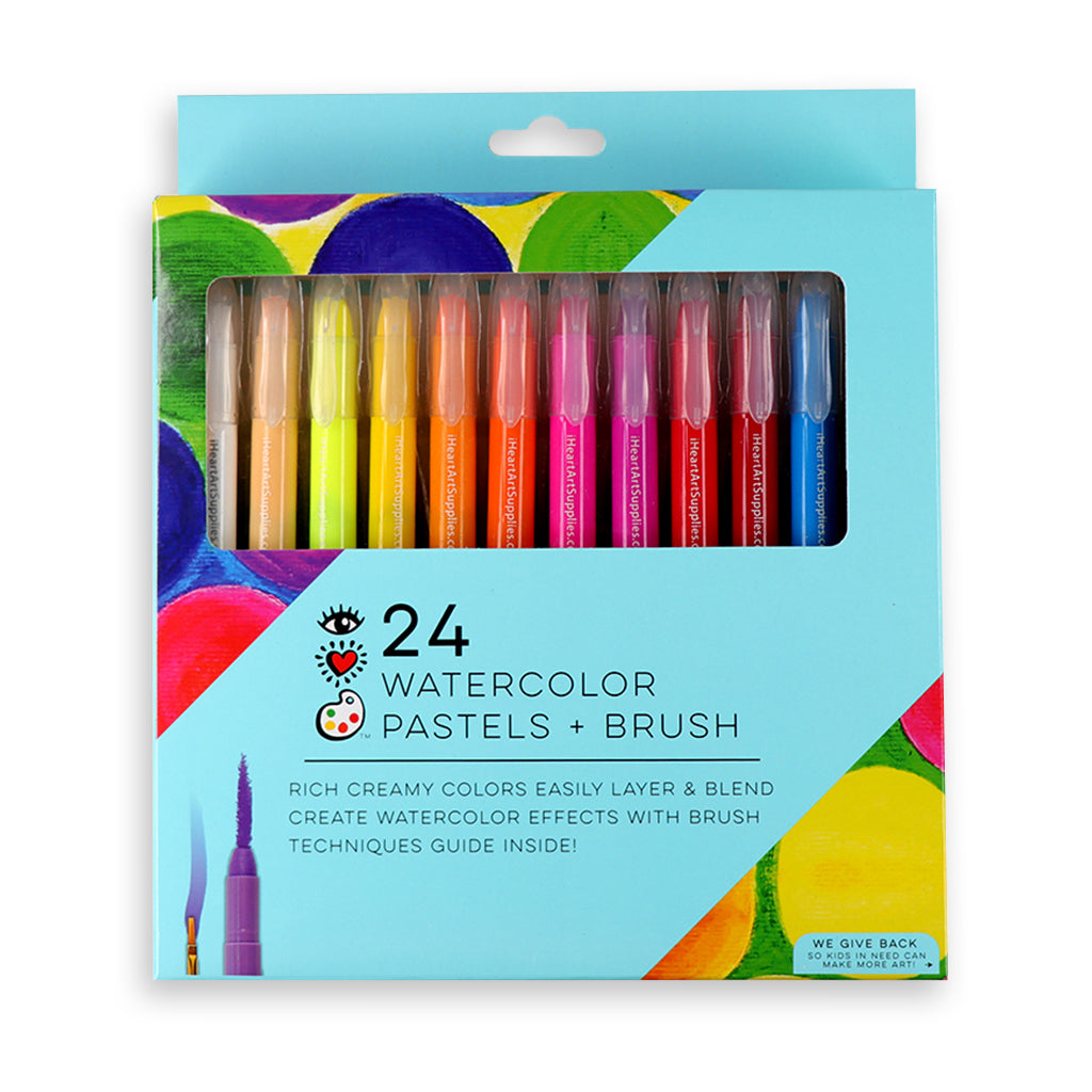 24 Watercolor Pastels + Brush