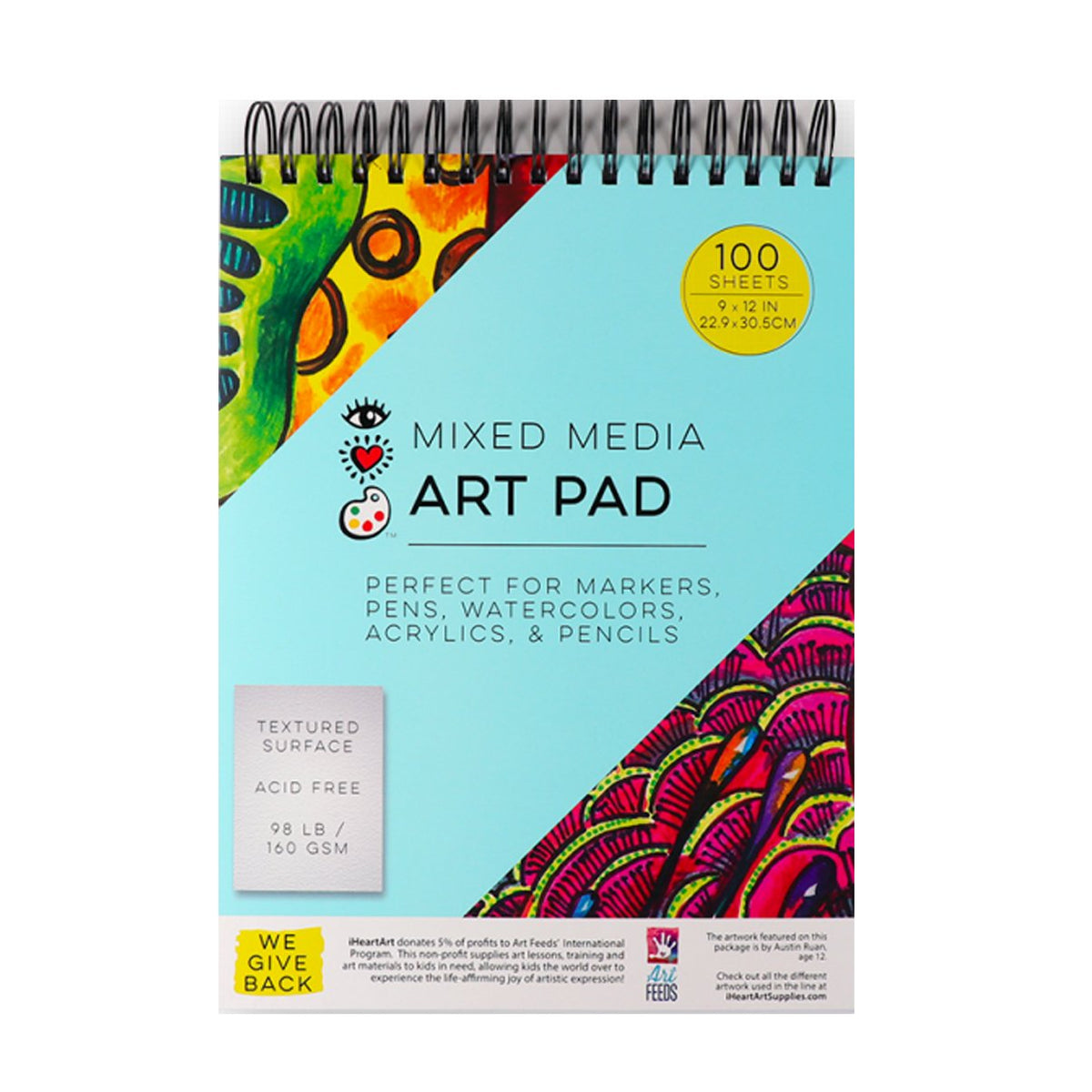 iHeartArt Dry Media Sketch Pad, Bright Stripes