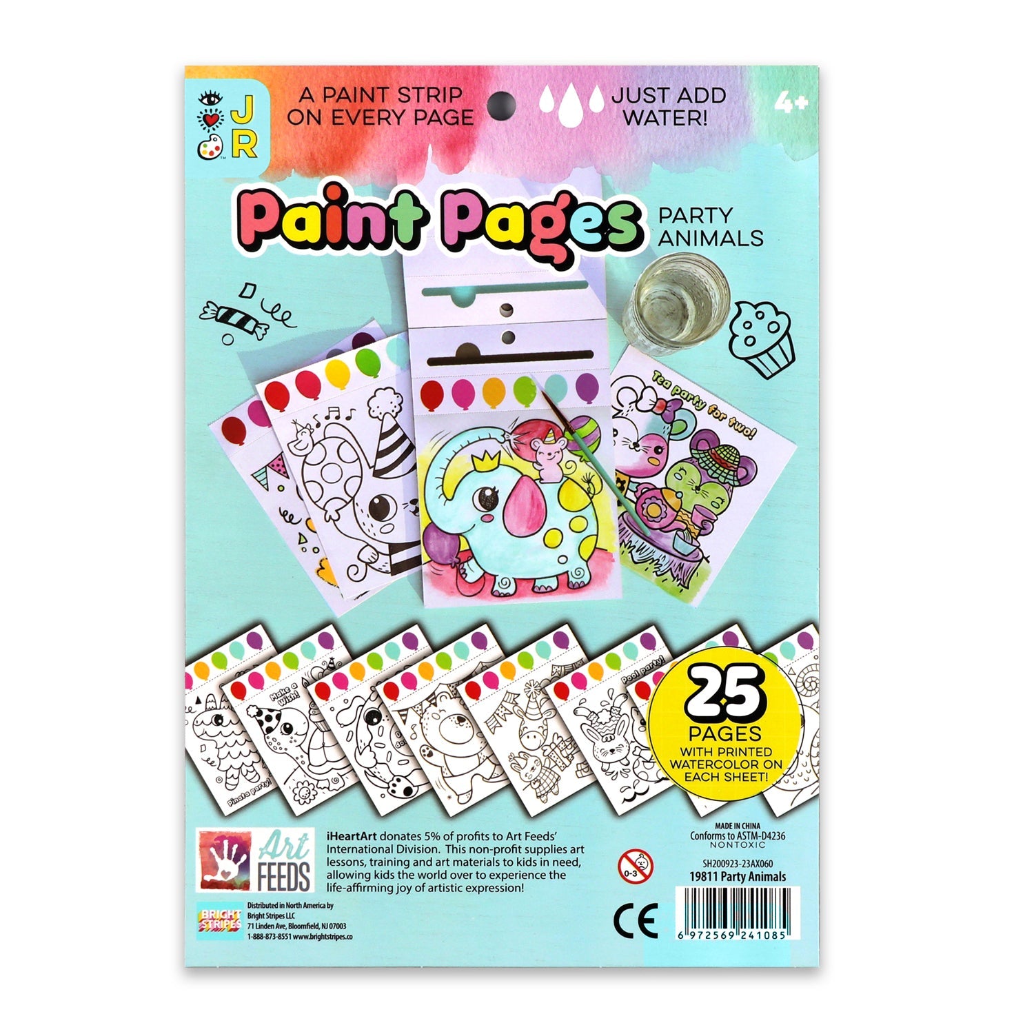 iHeartArt JR Paint Pages - Party Animals – Fun animal-themed painting pages for kids, the backside of the book. 
