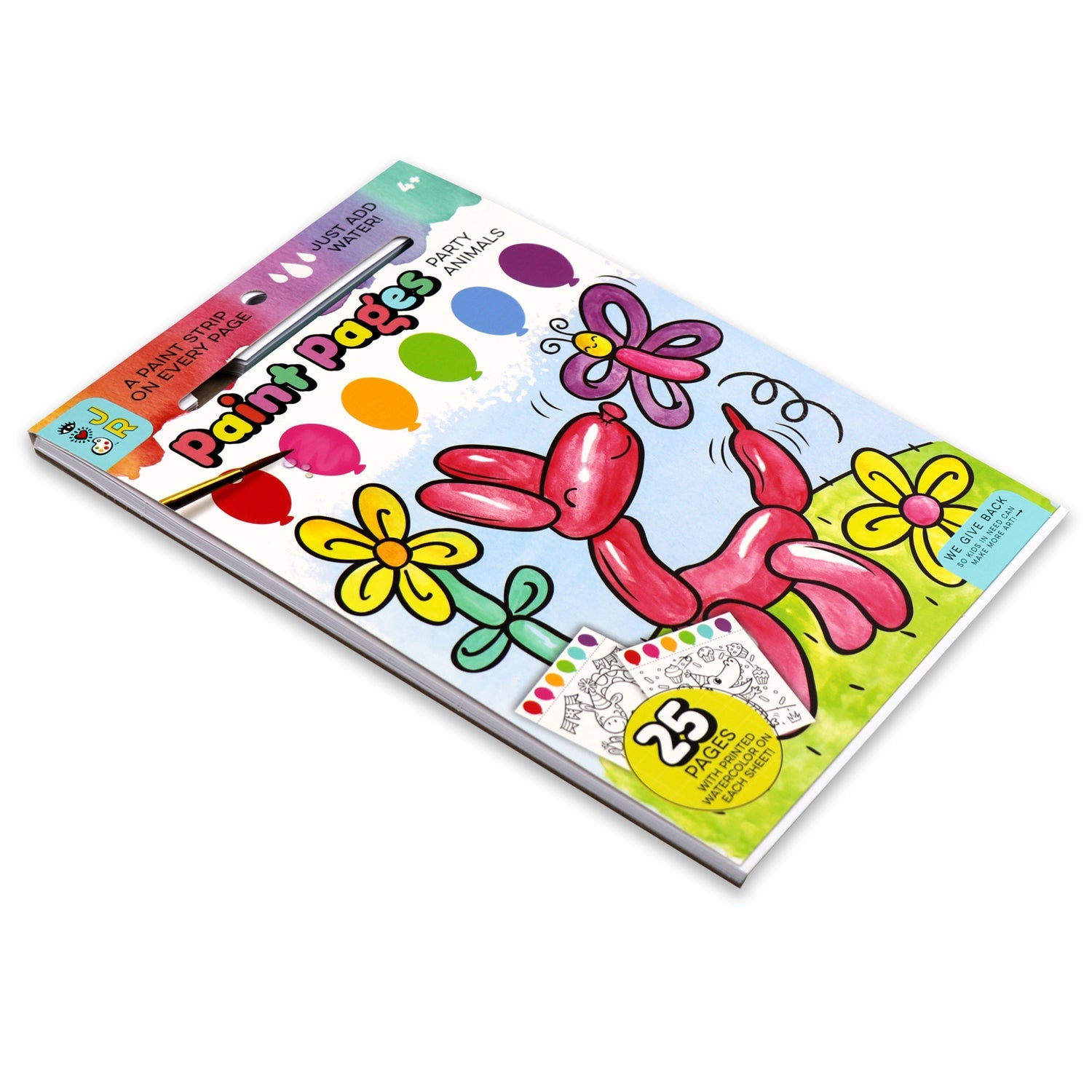 iHeartArt JR Paint Pages - Party Animals – Fun animal-themed painting pages for kids, a side look of the book. 