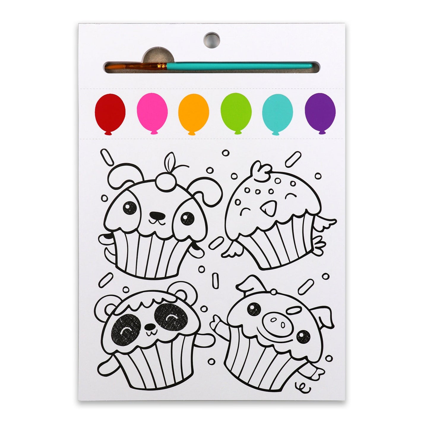 iHeartArt JR Paint Pages - Party Animals – Fun animal-themed painting pages for kids, a coloring page of the book featuring animals in a cupcake. 