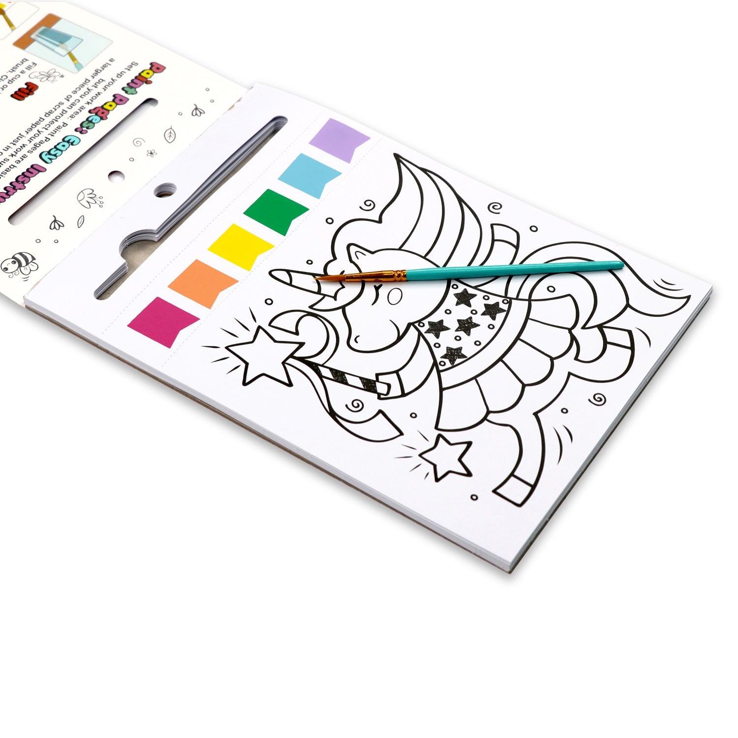 iHeartArt JR Paint Pages - Magical Creatures – Paint mythical creatures in a creative art book, a coloring page of the book featuring an unicorn 