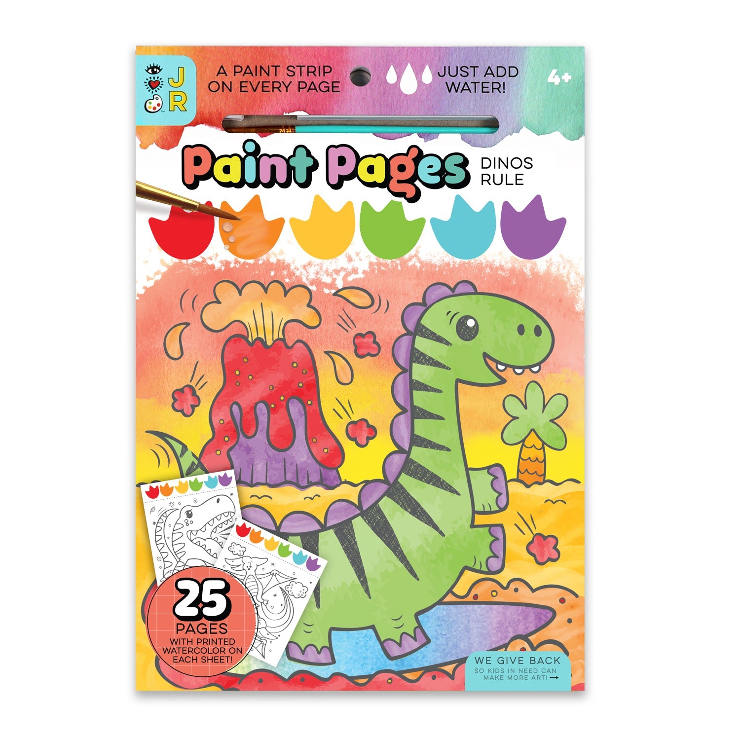 iHeartArt JR Paint Pages - Dinos Rule – Dino-themed painting pages on a white background