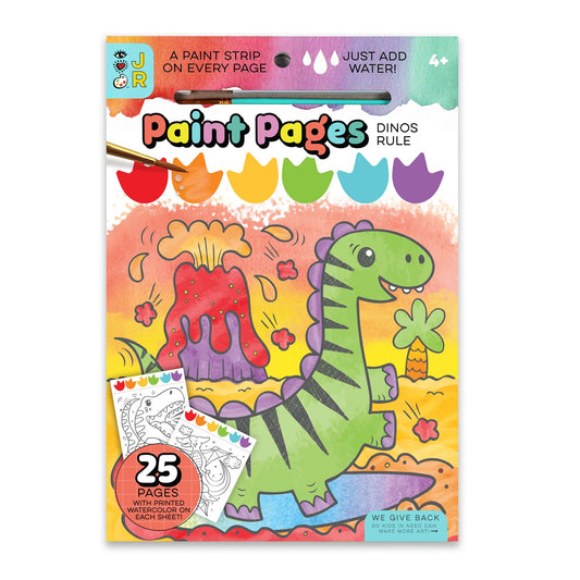 iHeartArt JR Paint Pages - Dinos Rule – Dino-themed painting pages on a white background