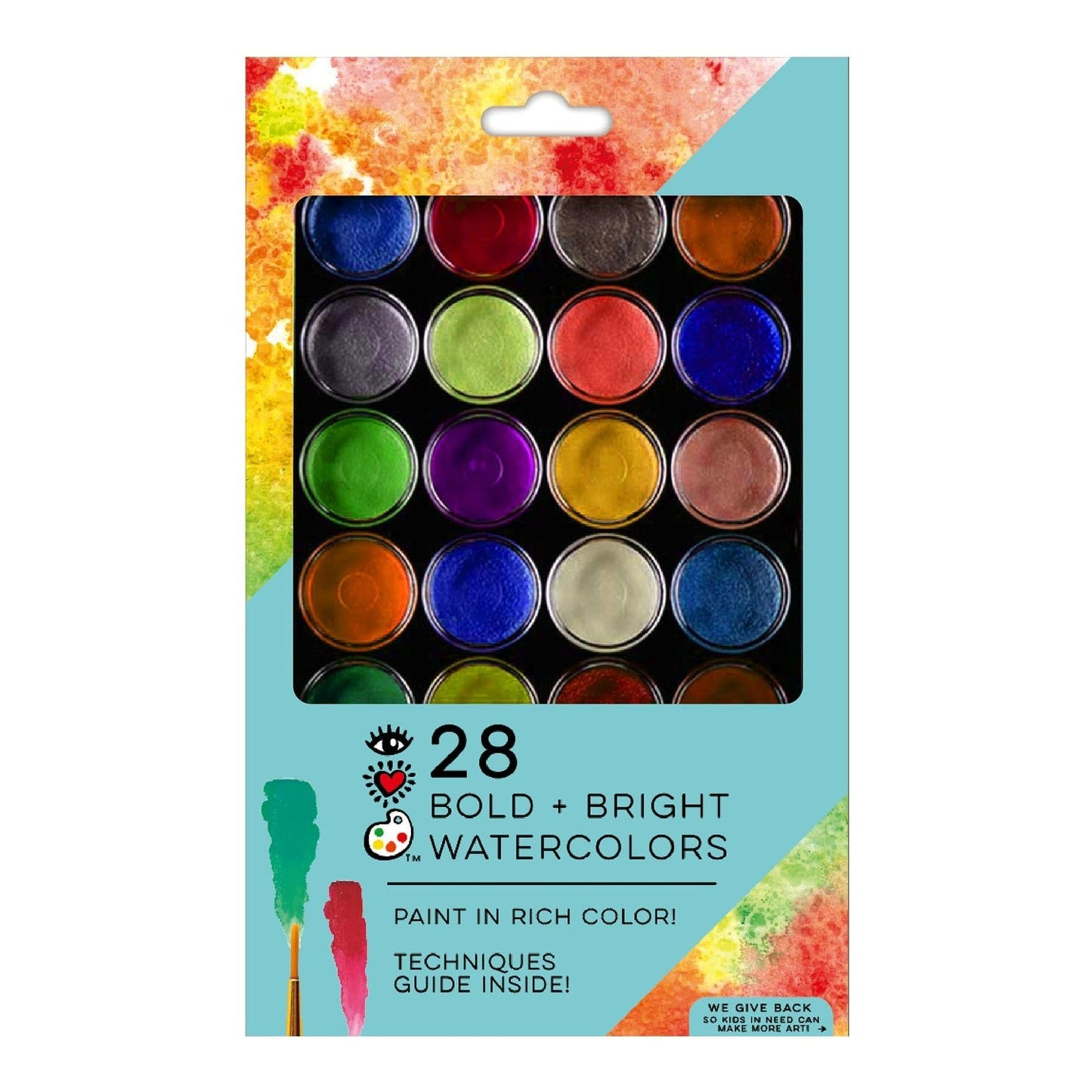 iHeartArt 28 Bold + Bright Watercolors – A vibrant watercolor palette for colorful artwork.