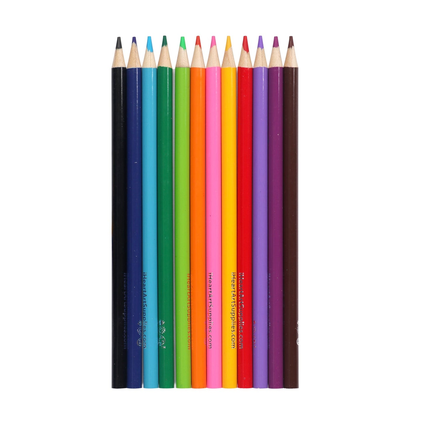 iHeartArt 12 Colored Pencils – A smaller set of essential colored pencils. The color set on a white background.