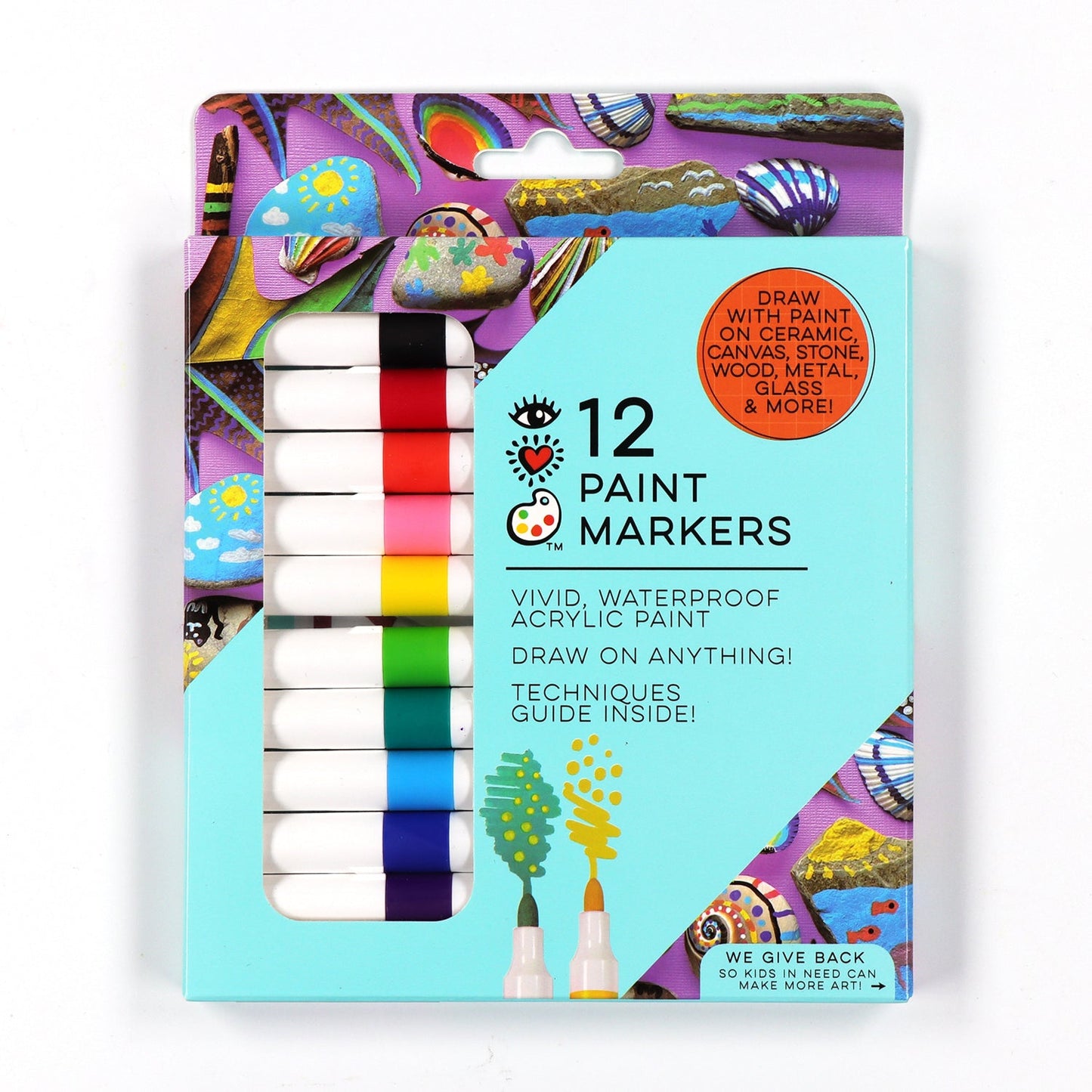 iHeartArt 12 Acrylic Paint Markers – A set of bright, opaque acrylic paint markers for bold designs.