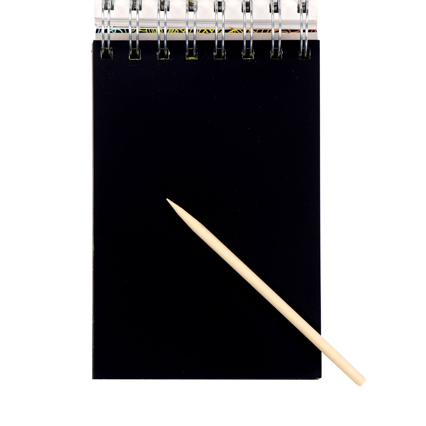 iHeartArt Rainbow Etch Pad – Scratch and reveal colorful rainbow designs. The backside of the etchbook is black. 