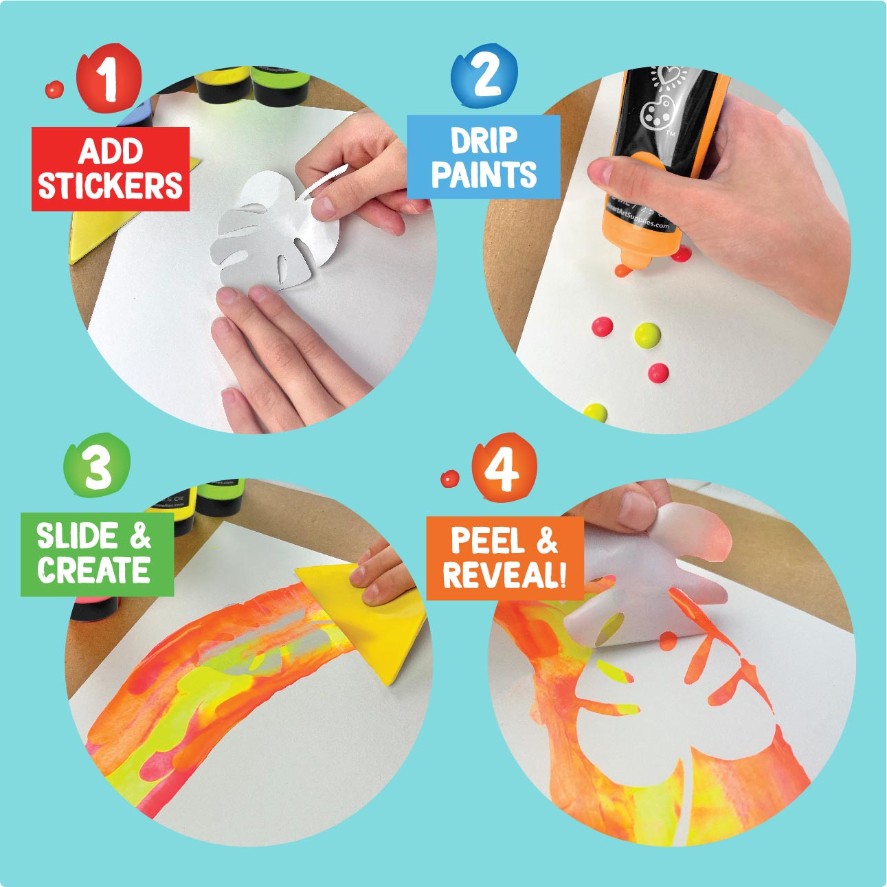 iHeartArt Squeegee Art – A creative painting kit using a squeegee for cool effects.