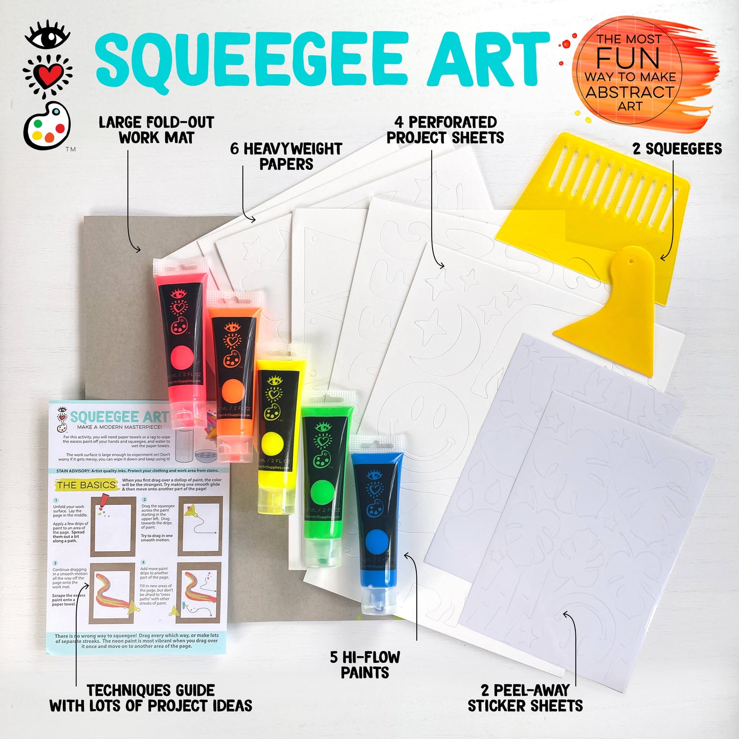 iHeartArt Squeegee Art – A creative painting kit using a squeegee for cool effects.