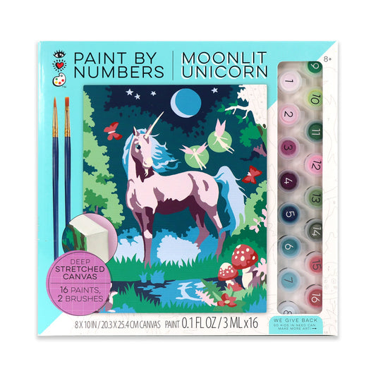 iHeartArt Paint by Numbers Moonlit Unicorn – A dreamy unicorn-themed paint-by-numbers kit.