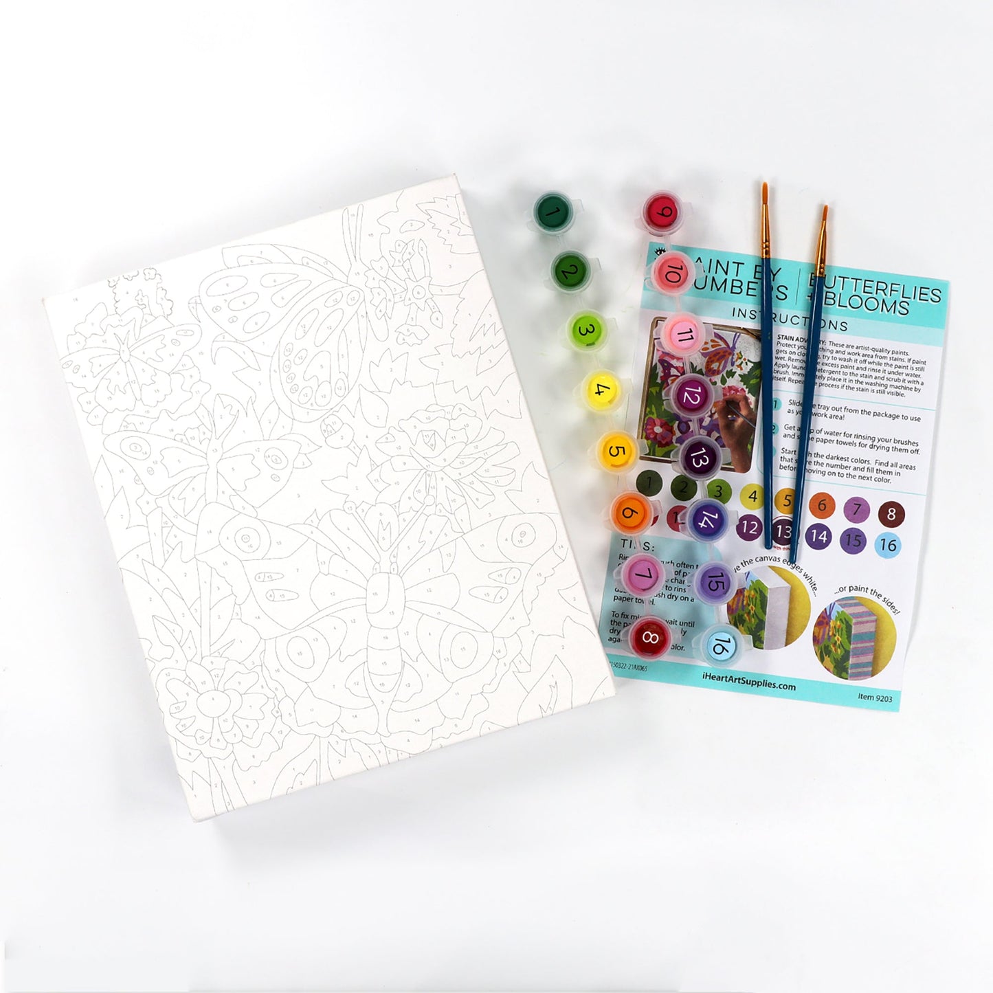 iHeartArt Paint by Numbers Butterflies + Blooms – A guided painting kit featuring butterflies and flowers.