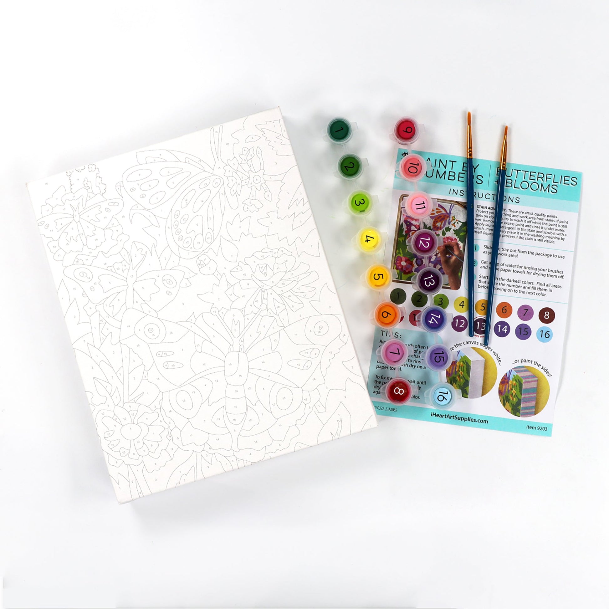 iHeartArt Paint by Numbers Butterflies + Blooms – A guided painting kit featuring butterflies and flowers.
