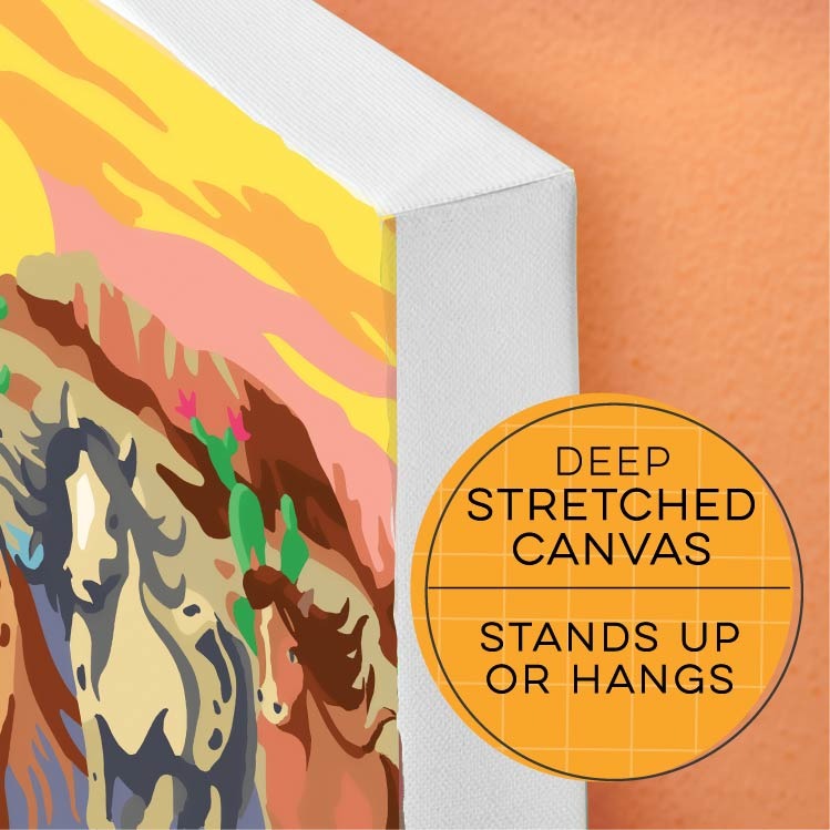 iHeartArt Paint by Numbers - Wild Horses – Paint a majestic wild horse scene. Deep streched canvas and it can stand up or be hanged. 