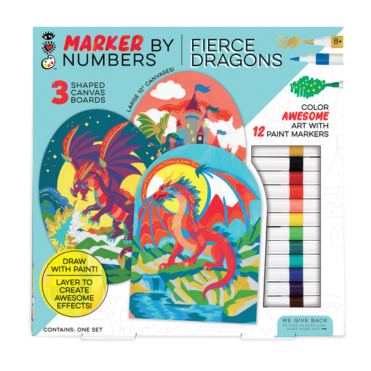 iHeartArt Marker By Numbers - Dragons – Color mythical dragons with guided number markers on a white background