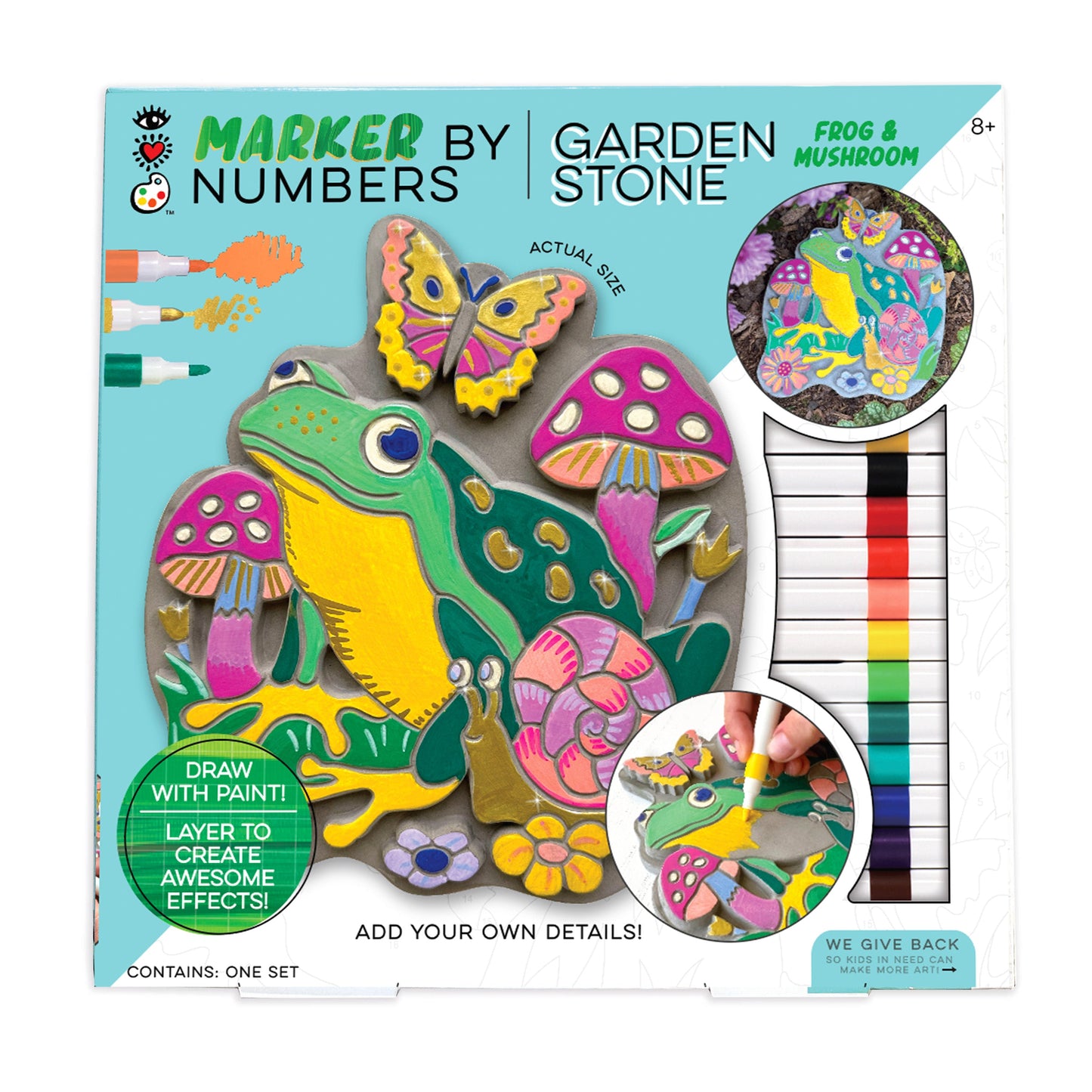 iHeartArt Marker By Numbers - Garden Stone – Color a garden stone with guided number markers on a white background