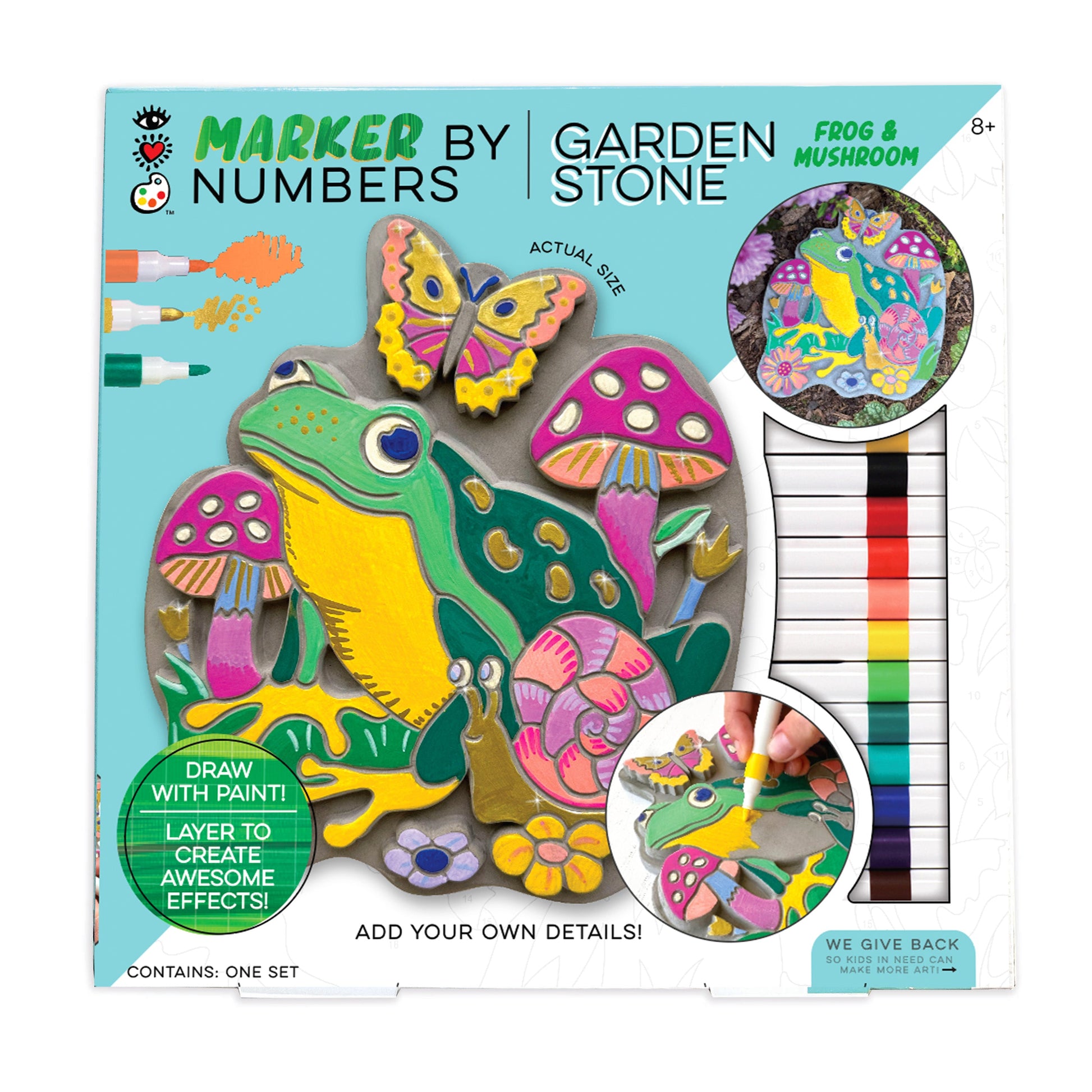 iHeartArt Marker By Numbers - Garden Stone – Color a garden stone with guided number markers on a white background