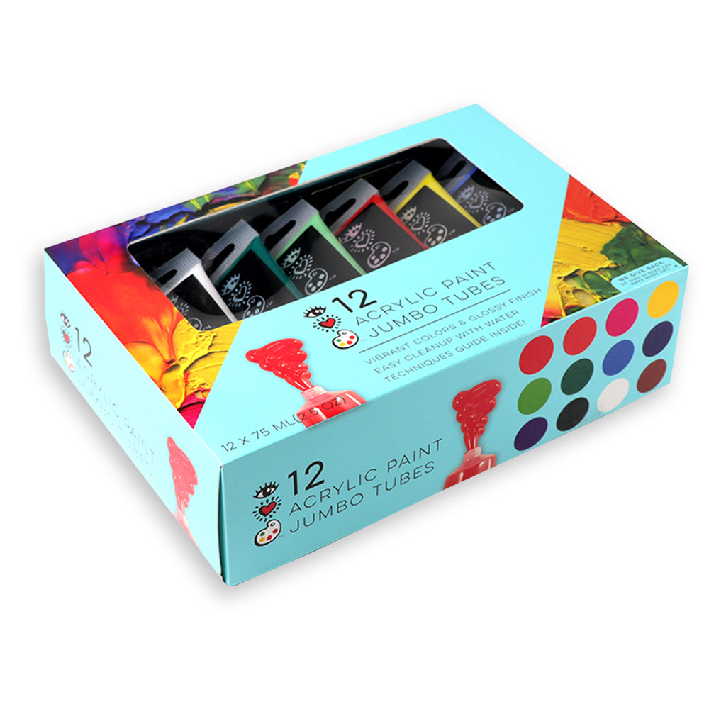 12 Acrylic Paint Jumbo Tubes iheartartsupplies