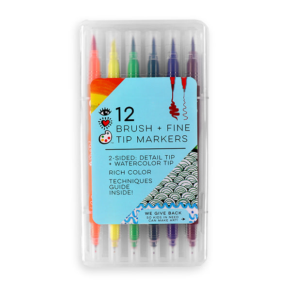 12 Brush + Fine Tip Markers