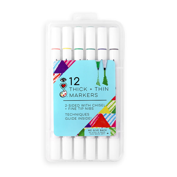 iPeTata Dual Tip Markers with Calligraphy Brush and Fine Tip
