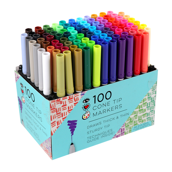 Felt Tip Markers - Bulk Markers For School, Homeschool Supplies Or College  - 100 Count - Markers For Adult