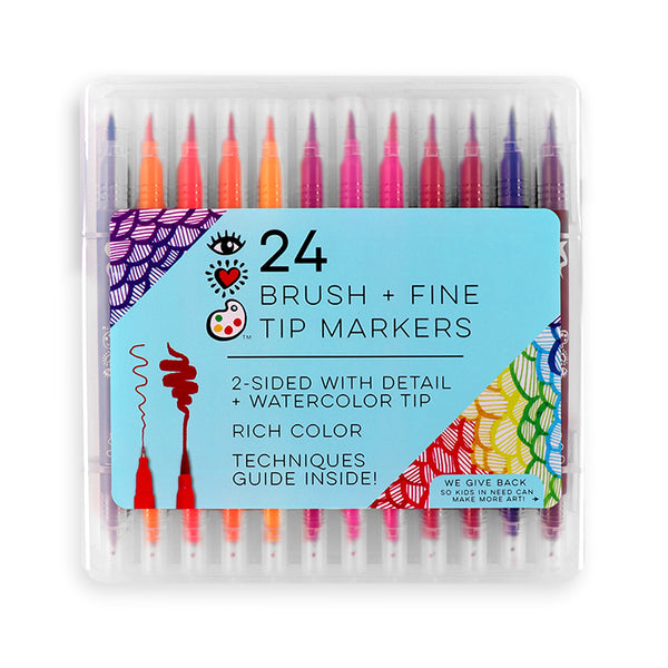 24 Brush + Fine Tip Markers