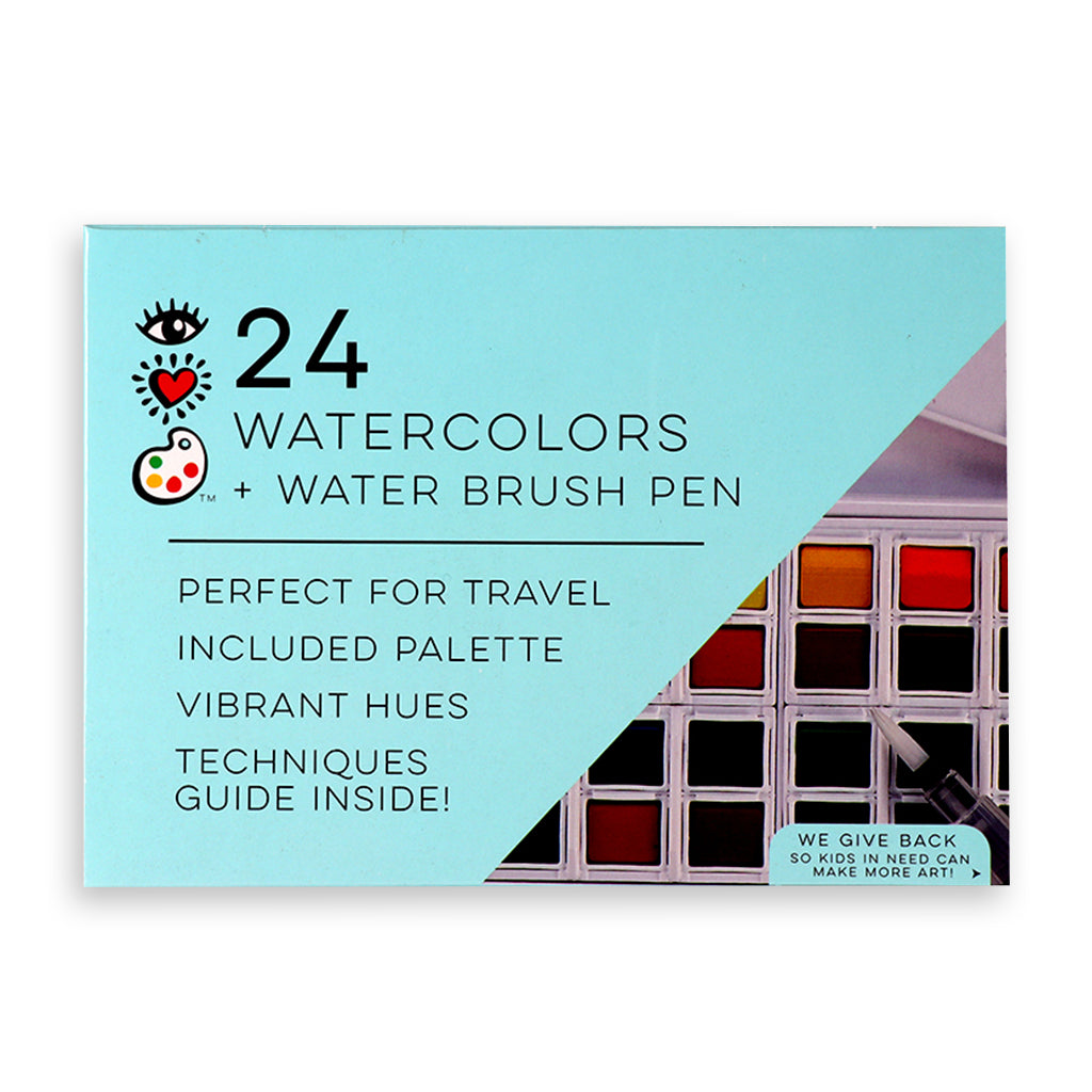 24 Watercolors  +  Water Brush Pen