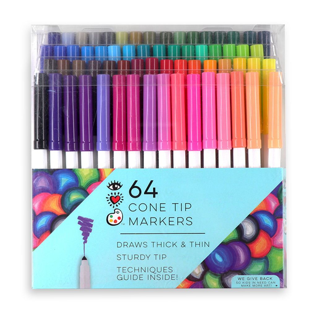 Bright Stripes 12 Cone Tip Markers - Sugarcup Trading