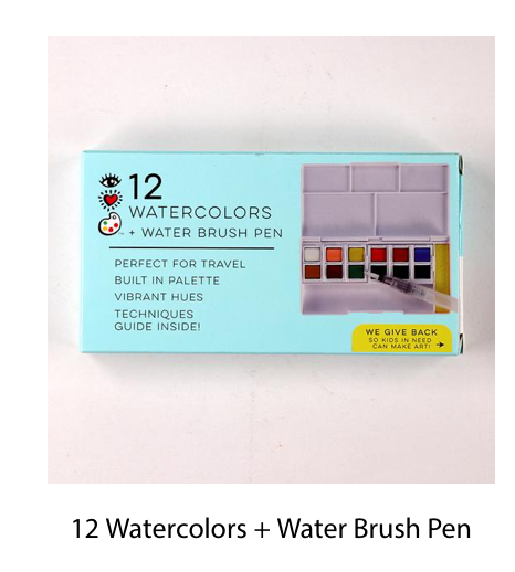 12 Water Colors + Water Brush Pen